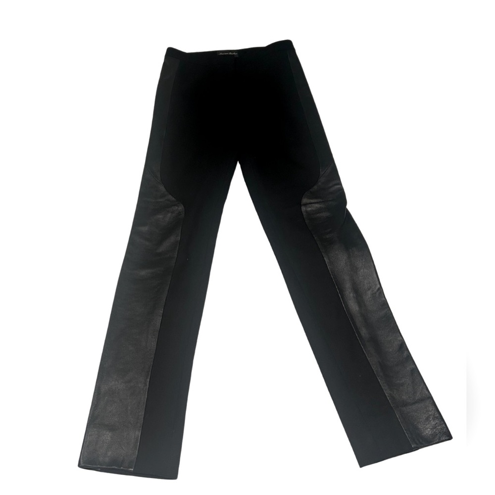 Monique Lhuillier Wool & Leather Panel Silk Lined Pants | Black | Size 8 | NWOT